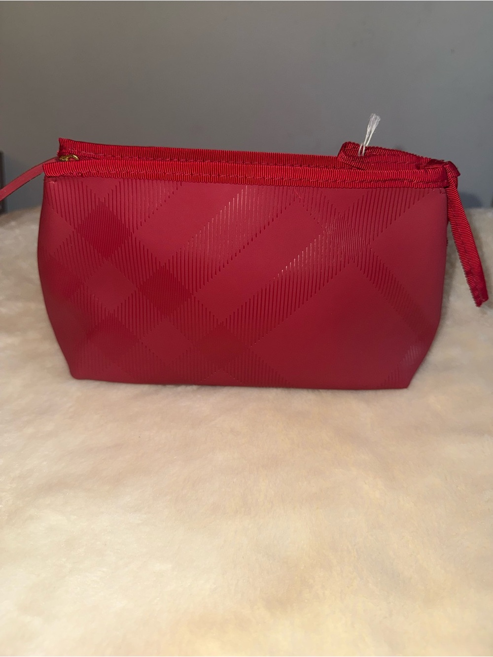 Burberry Red Quilted Cosmetic Pouch